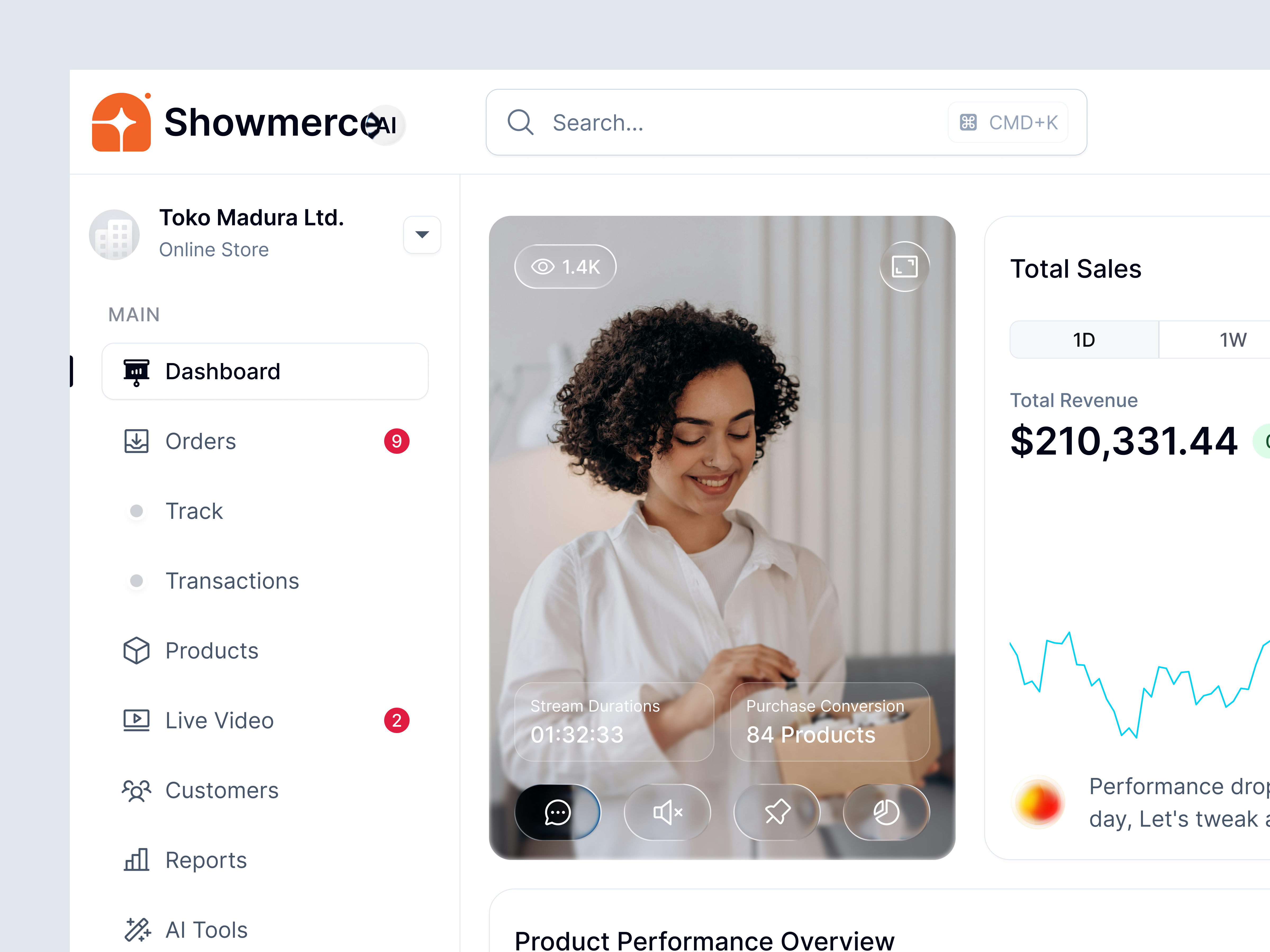 Seller’s Live Commerce Dashboard admin ai ecommerce ai marketplace ai online shopping dashboard dashboard design ecommerce ecommerce dashboard marketplace marketplace dashboard minimal modern online shop seller seller dashboard shopping ui ui design ux design website