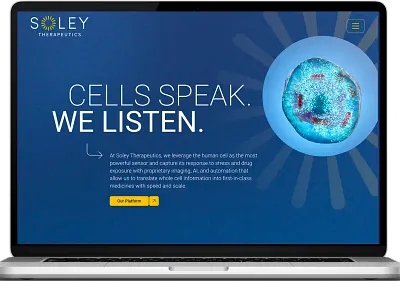 Web design for clinical stage therapeutics company in San Diego
