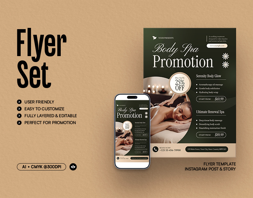 Body Spa Promotion Flyer body design event flyer health promotional solasome spa template wellness