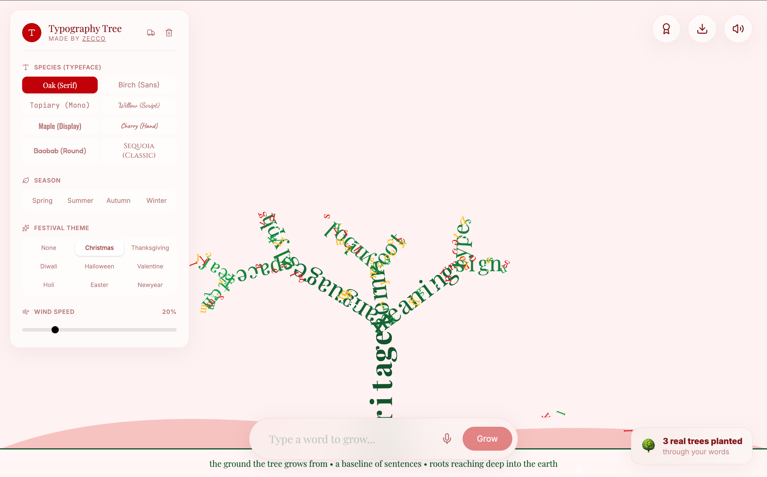 Typography Tree 3d animation graphic design typography ui