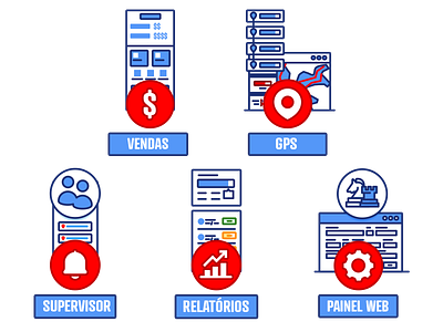 Sales Force Automation Icons automation blue branding business company design graphic design icons illustration illustrator presentation red sales force ui vector