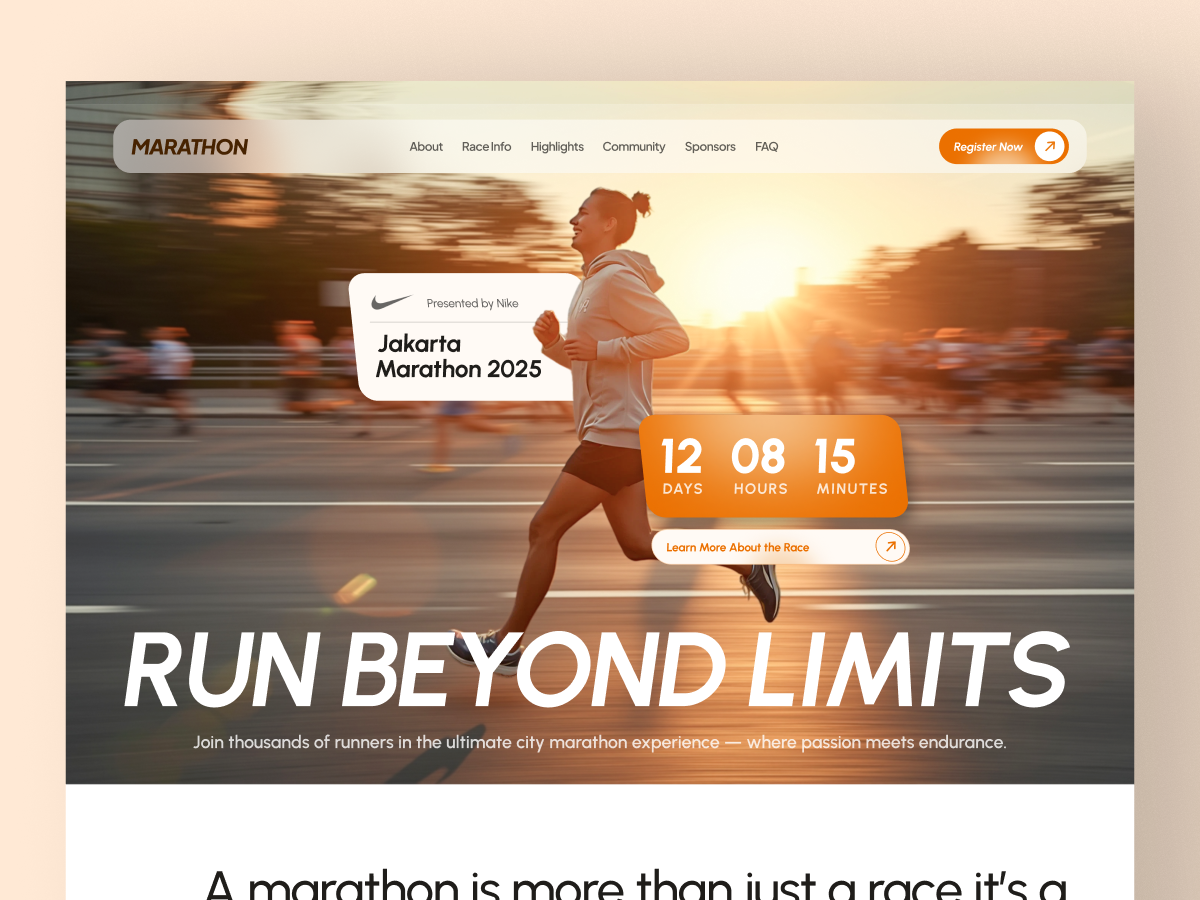 Marathon Event Landing Page design event highconverting landingpage mobile design uiux web web design webdesign