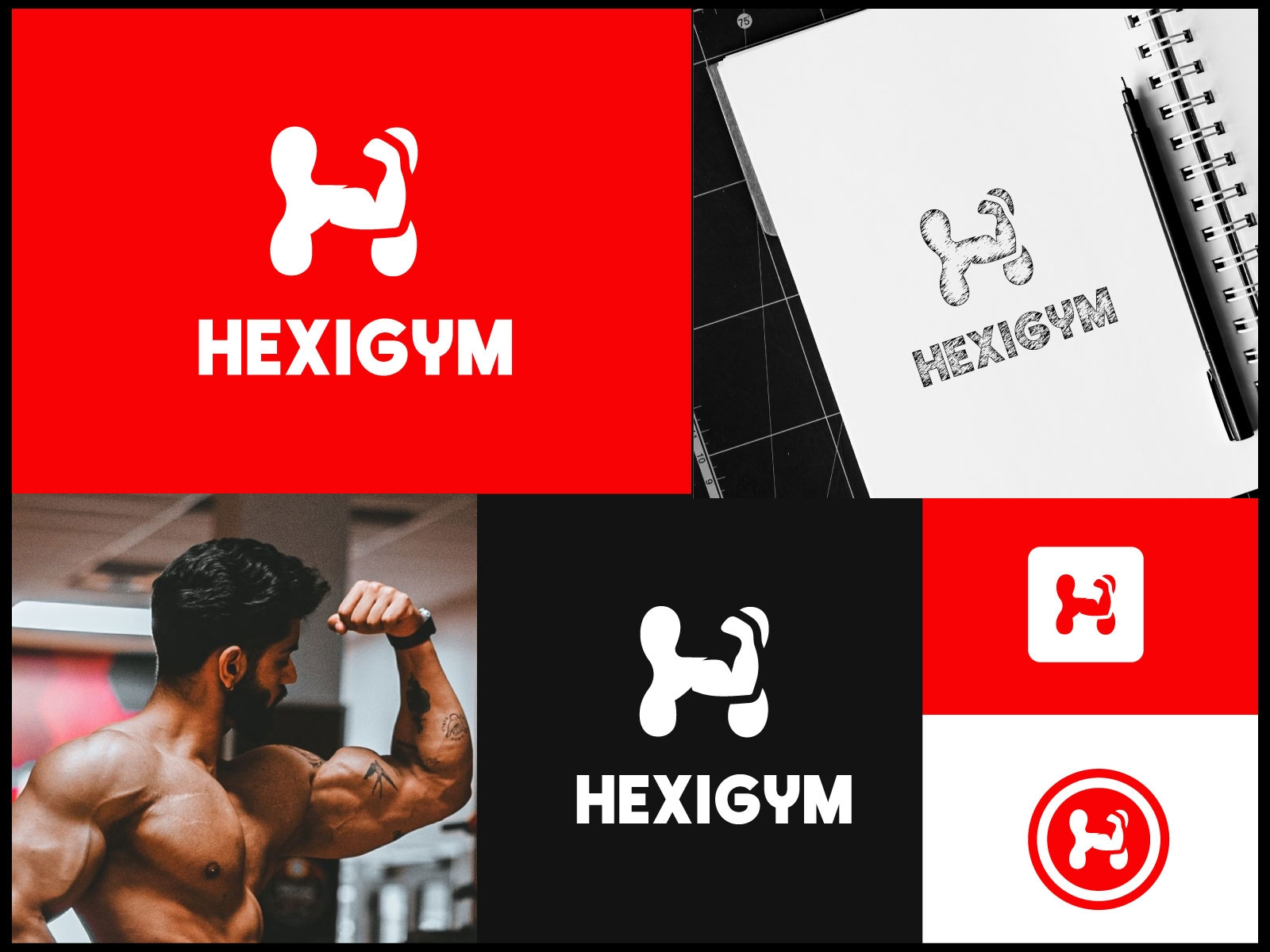 Hexigym - Gym Logo – Strong & Bold Fitness Brand Identity athletic logo bodybuilding logo brand guidelines custom logo design fitness brand identity fitness branding fitness center logo fitness logo gym brand identity gym logo gym logo design iron gym logo modern branding personal trainer branding power fitness logo sports fitness branding strength training logo strong typography visual identity workout logo