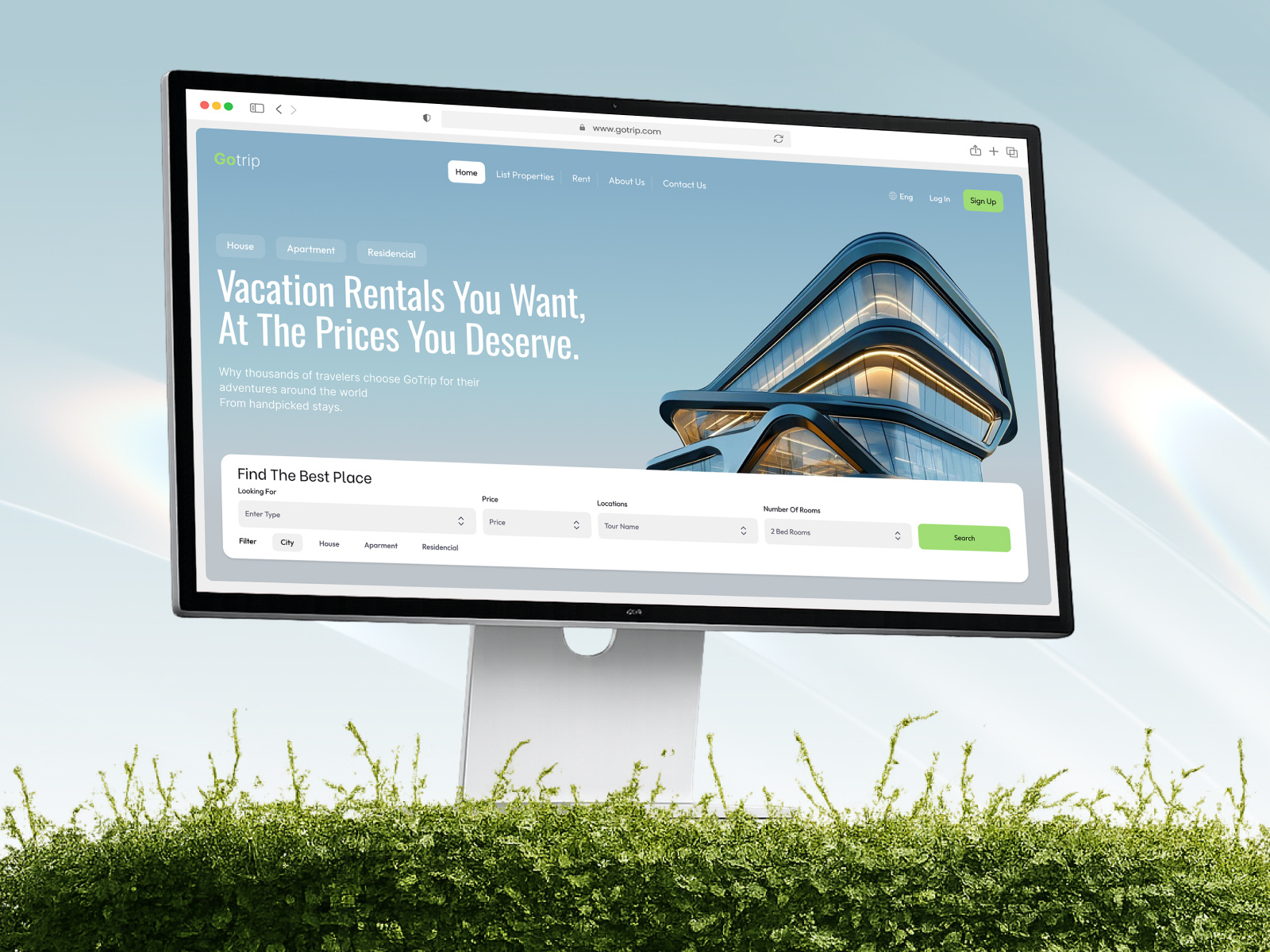 Travel Booking Website - Homepage UI Design booking booking platform booking website hotel booking landing page modern ui premium design real estate rental rental company website rental website travel travel agency travel website travelling ui design ui ux design vacation rental web design website