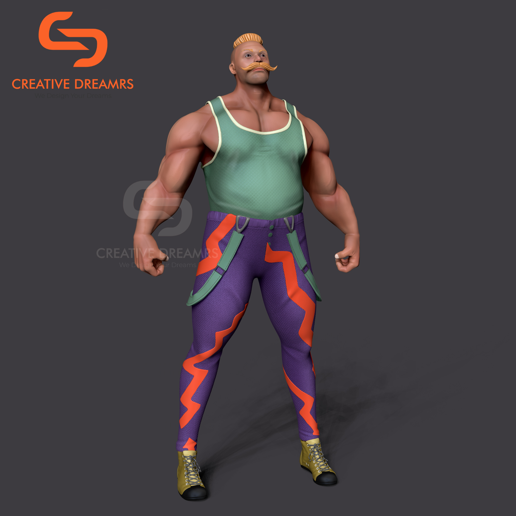 3D Character Design: Dynamic Wrestler in Action 3d 3d modeing 3d rendering 3dmodeling animation branding design illustration ui visualization