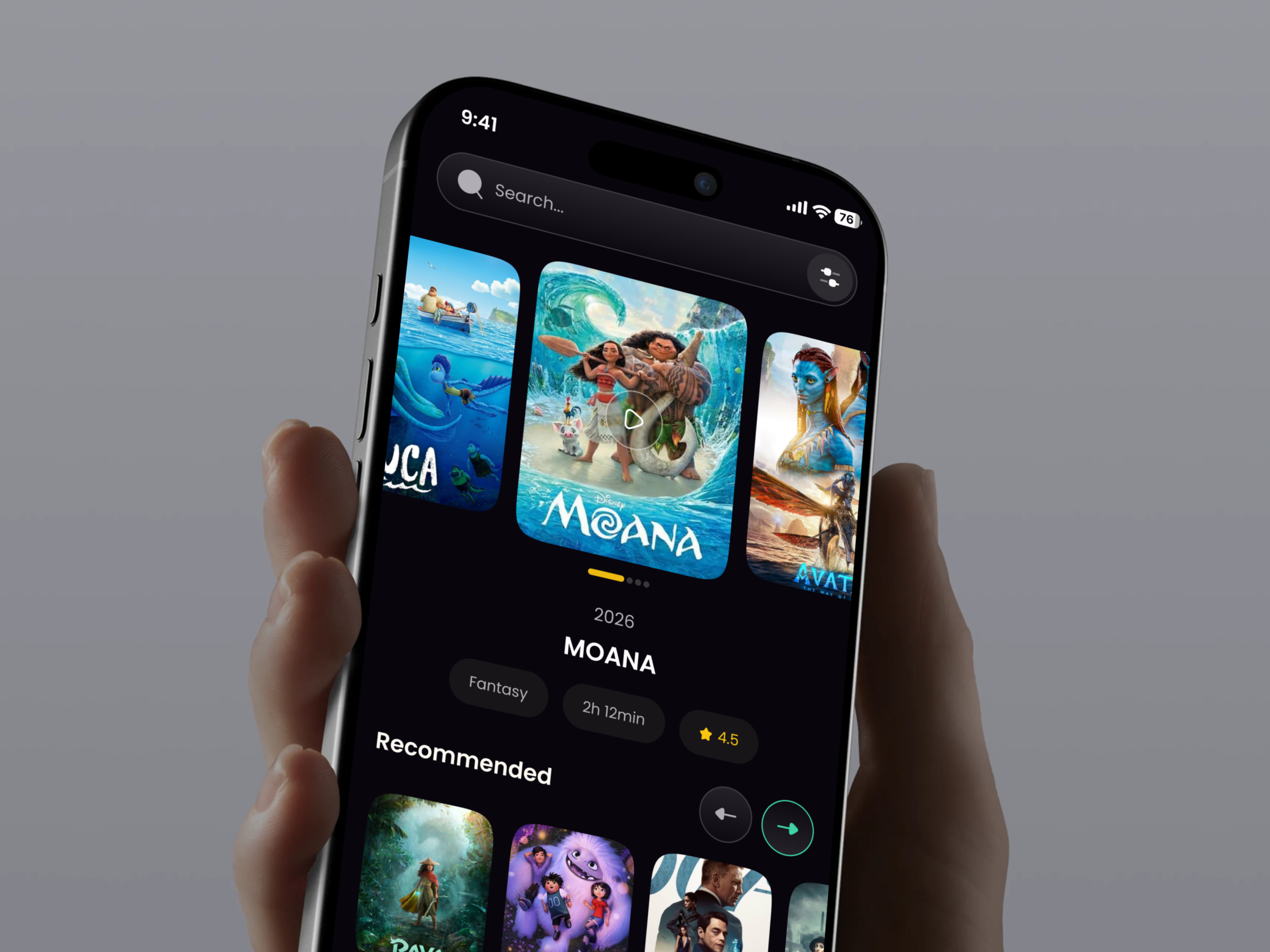 Streaming App Dark Mode UI entertainment app ui ios app design mobile app mobile app ui ux design movie app design ott platform design product design streaming app ui design video streaming app ui web