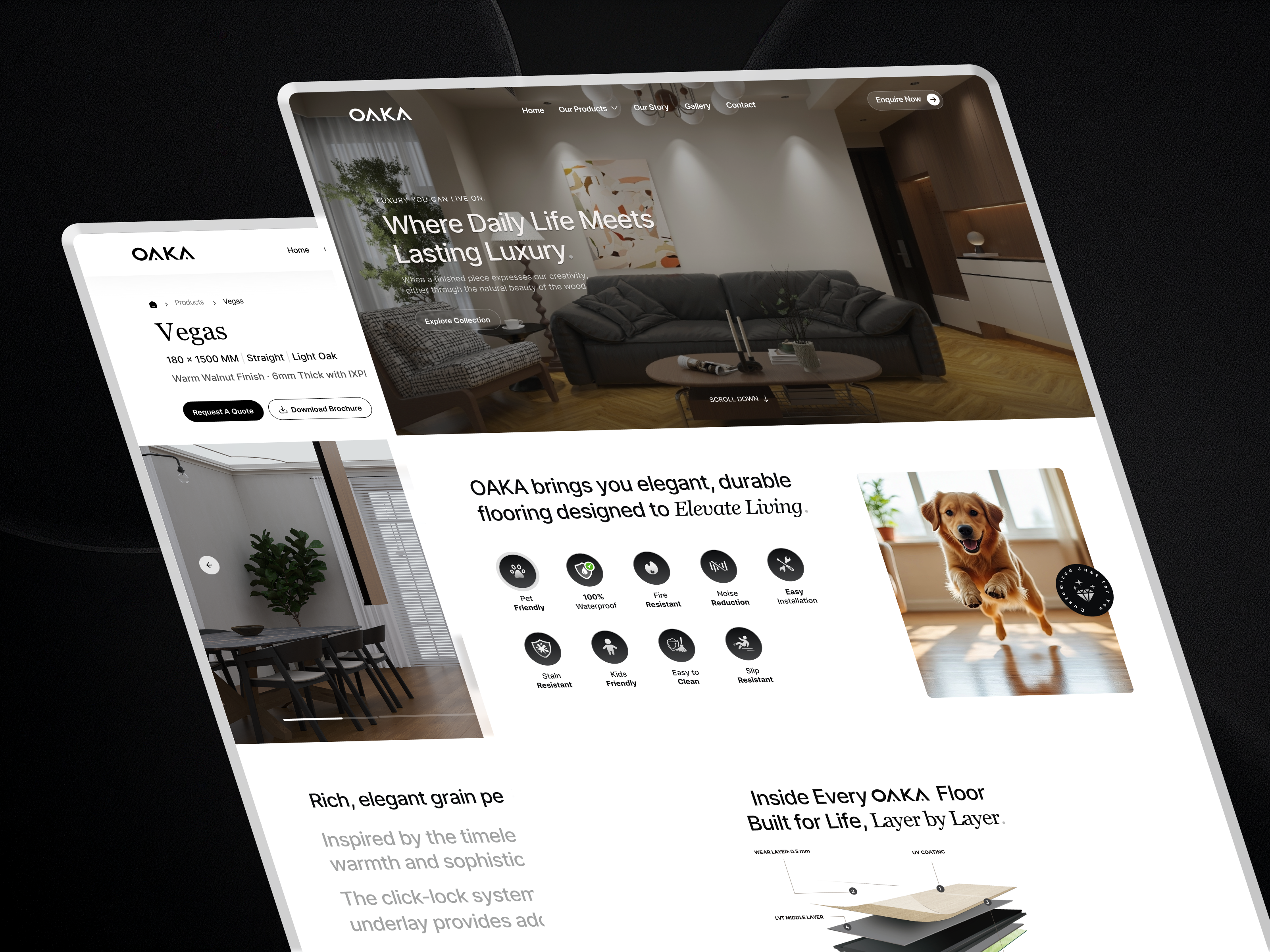 Premium Digital Experience That Matches OAKA’s Luxury Flooring adobe illustrator design figma infographic landing page uiux uxui visual identity visualdesign web design website website design website development wordpress