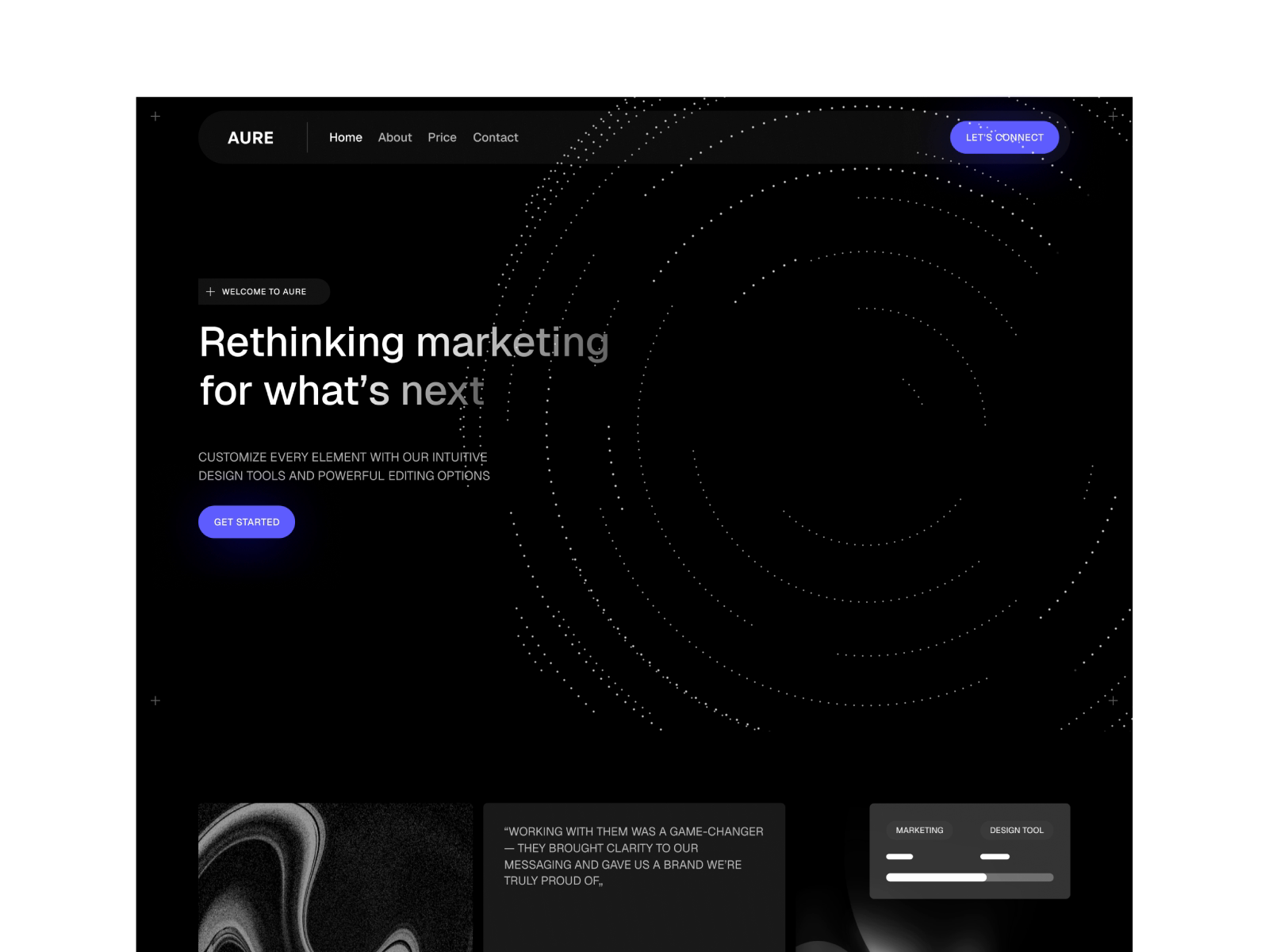 Example of Aure landing page