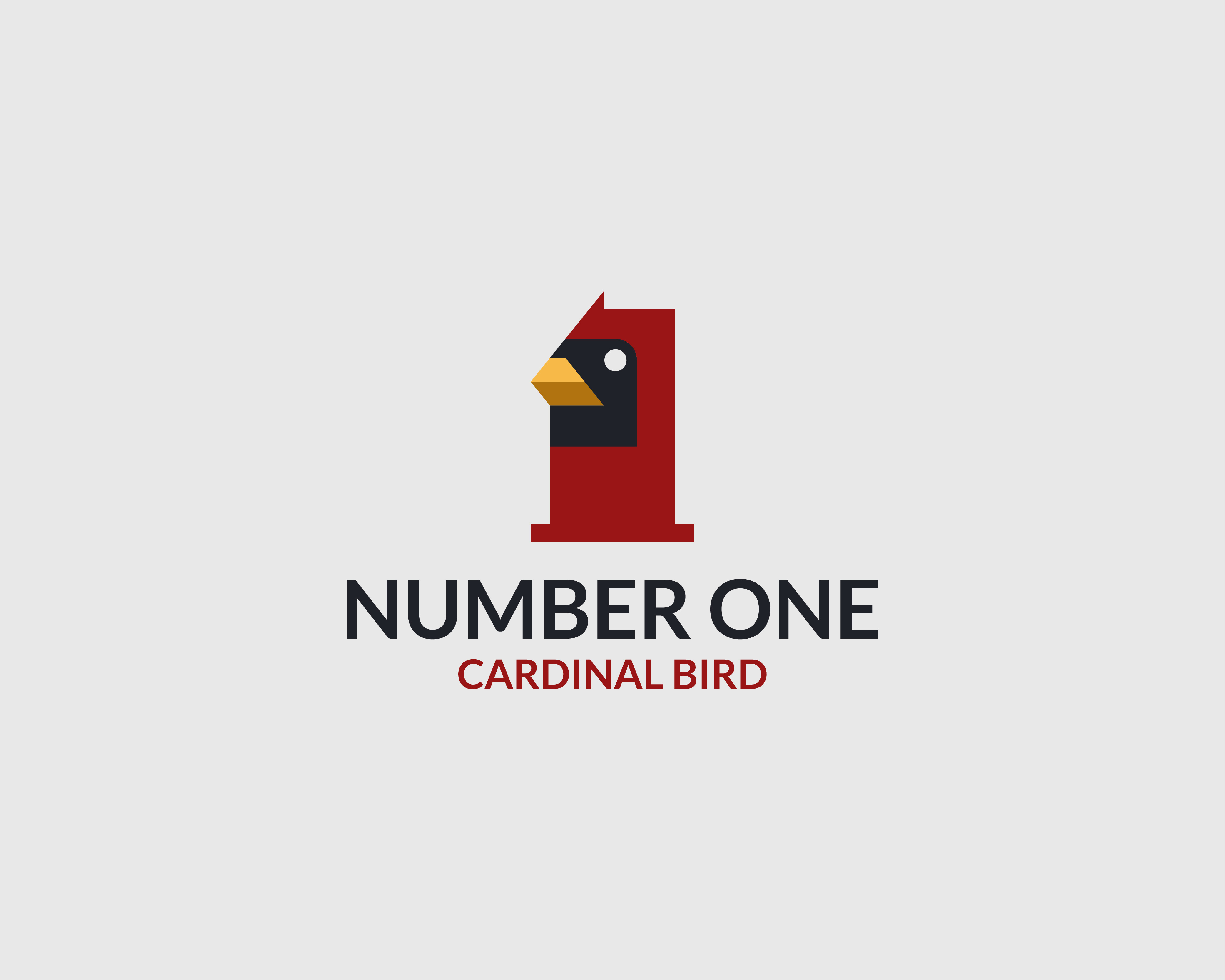 NUMBER 1 CARDINAL BIRD LOGO 1 adobe illustrator bird branding cardinal design for hire freelance graphic design illustration logo logo design memorable minimal number one red simple unique vector