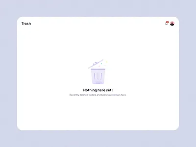 Empty trash page app bin blur design empty graphic guide help text icon illustration interface purple states trash ui