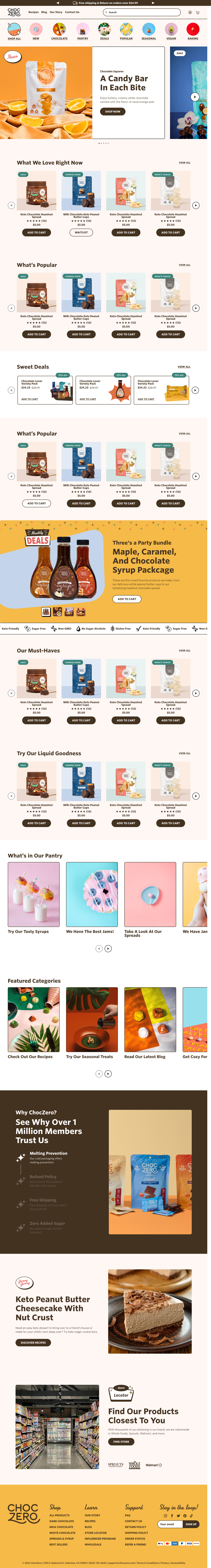 Choczero Shopify Store e commerce landing page shopify web design