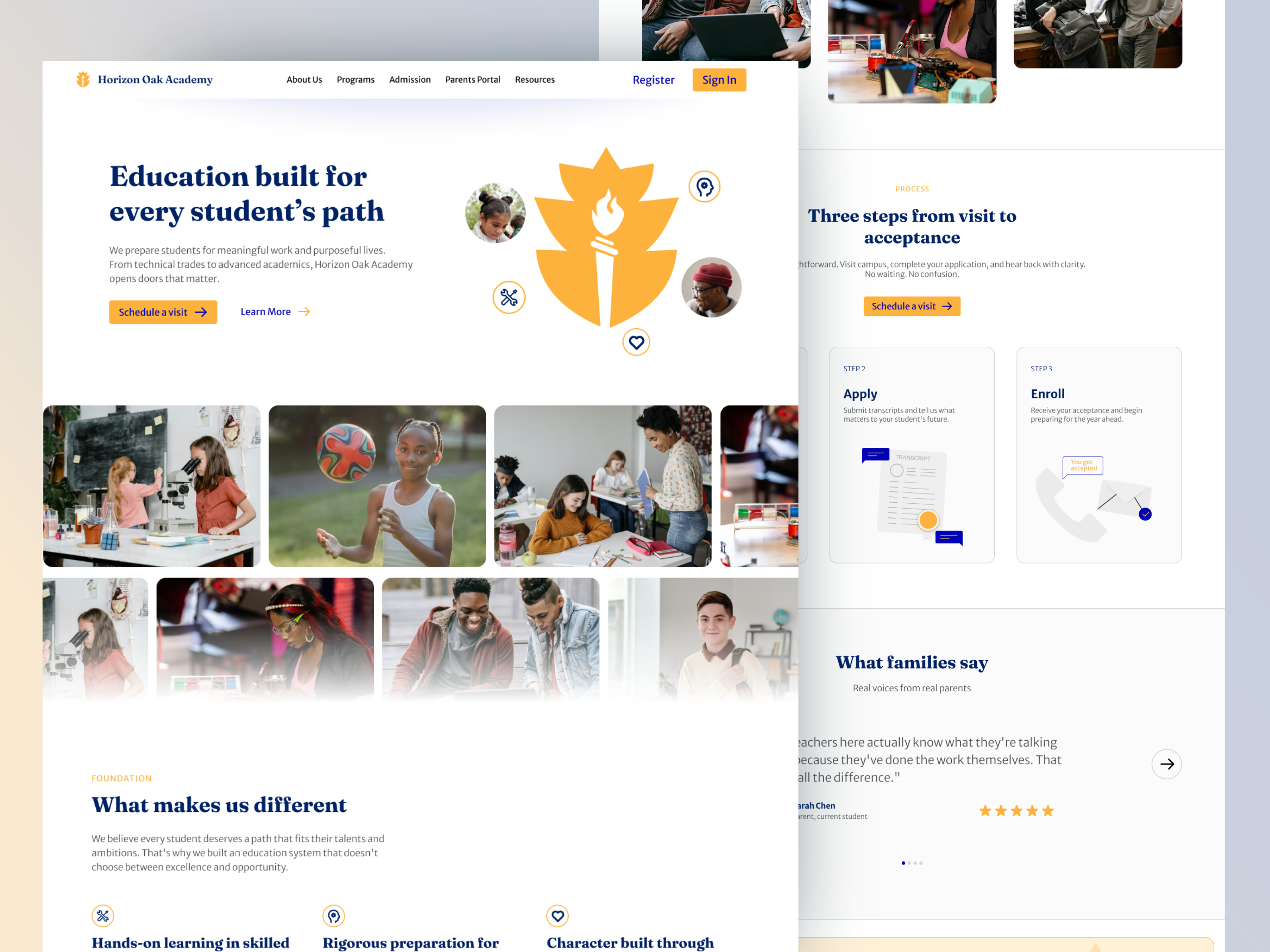 Example of Horizon Oaks Academy - School Website Design Exploration