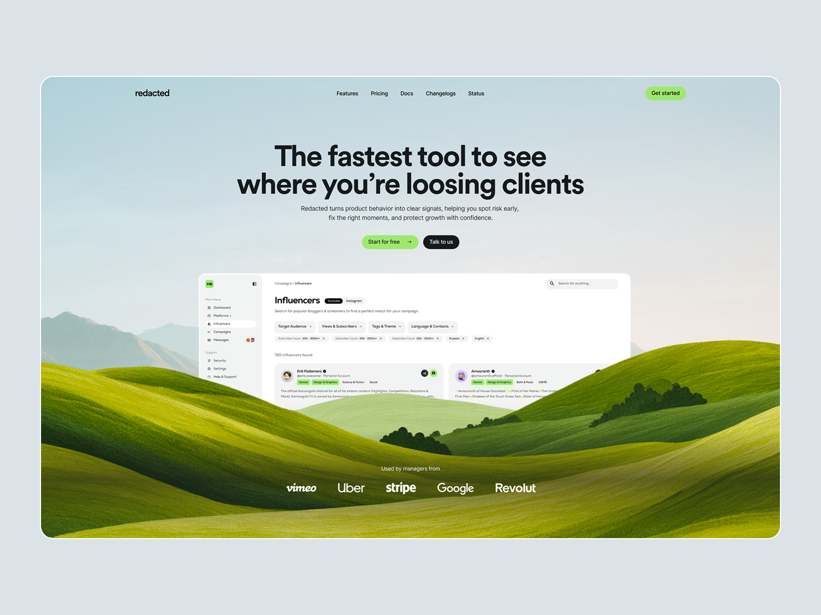 SaaS Landing Page Design | Product Analytics Platform