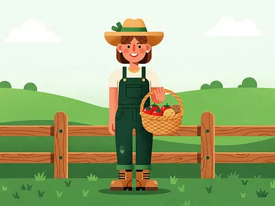 Sustainable Farm Life Illustrations agriculture environment farm harvest illustration landscape illustration nature organic sustainable travel web