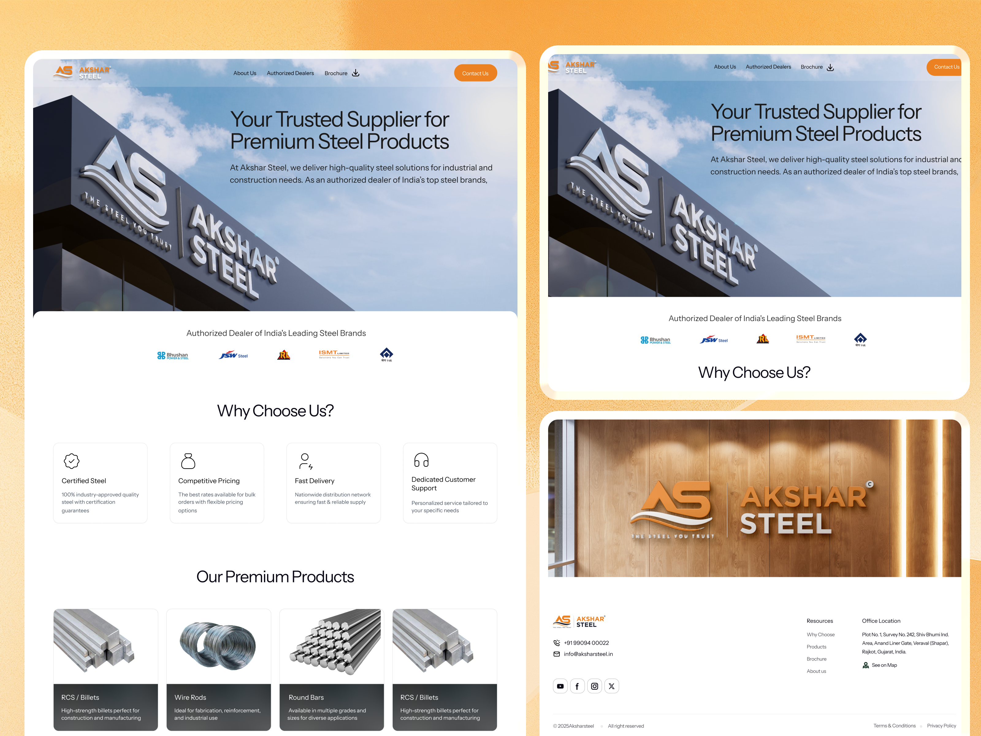 Trusted Steel, Stronger Digital Presence – Akshar Steel adobe illustrator design figma infographic landing page uiux uxui visual identity visualdesign web design website website design website development wordpress