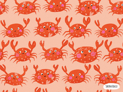 Friendly Crabs Pattern Design crab cute design fun illustration illustrator kids illustration pattern pattern designer patterndesign pink