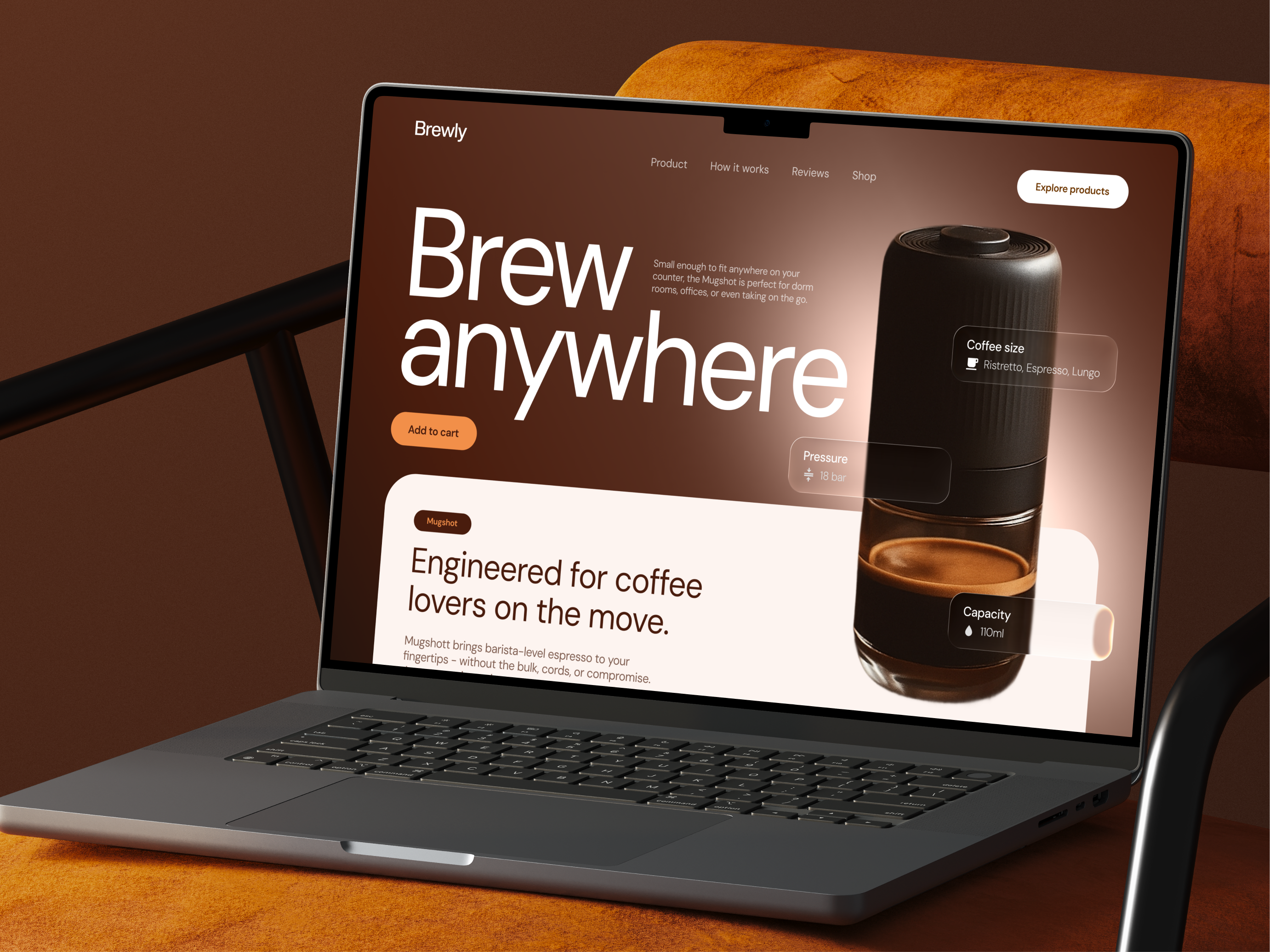 ☕ Web Design for Smart Coffee Maker | Hyperactive brew clean ui coffee color design ecomm ecommerce hero section homepage hyperactive interface landing page product design smart device ui user experience user interface ux web design website