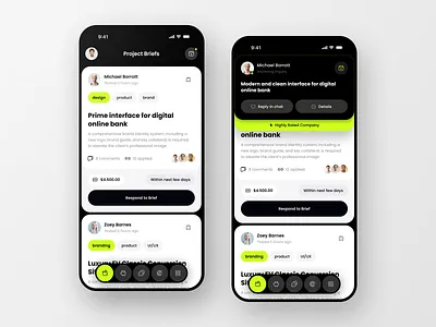 Freelance Project Briefs app brief clean design hr inquiry minimal mobile offer projects ui web white work