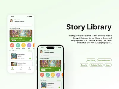 EDU | Mobile App | Educational platform for kids content discovery cross platform app edtech platform education for kids ipad ui kids interface language learning app library design mobile app design product design tablet app design ui ui design ux architecture