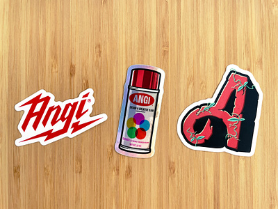 Angi Design team stickers branding design graphic design graphics illustration illustrator lettering promo skate stickers swag