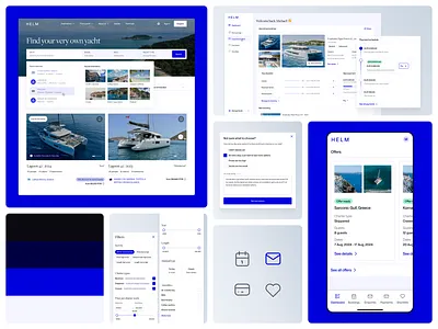 HELM — Redefining Digital Luxury Yachting app branding clean components dashboard design grid interface layout luxury minimal product prototype saas typography ui ux visual web yacht