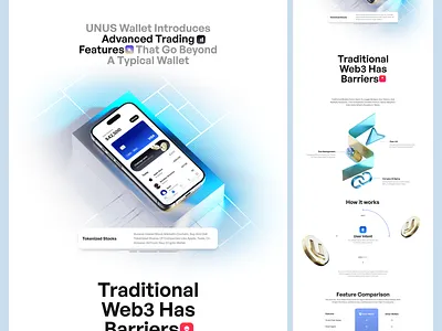 UNUS Landing page 3D web design and icons 3d art blockchain coins ecommerce finance fintech hero icons landing landing page landingpage web web design web3 webdesign website
