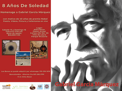 Gabriel Garcia Márquez Poster branding design event graphic design guitar illustration poster tickets typography