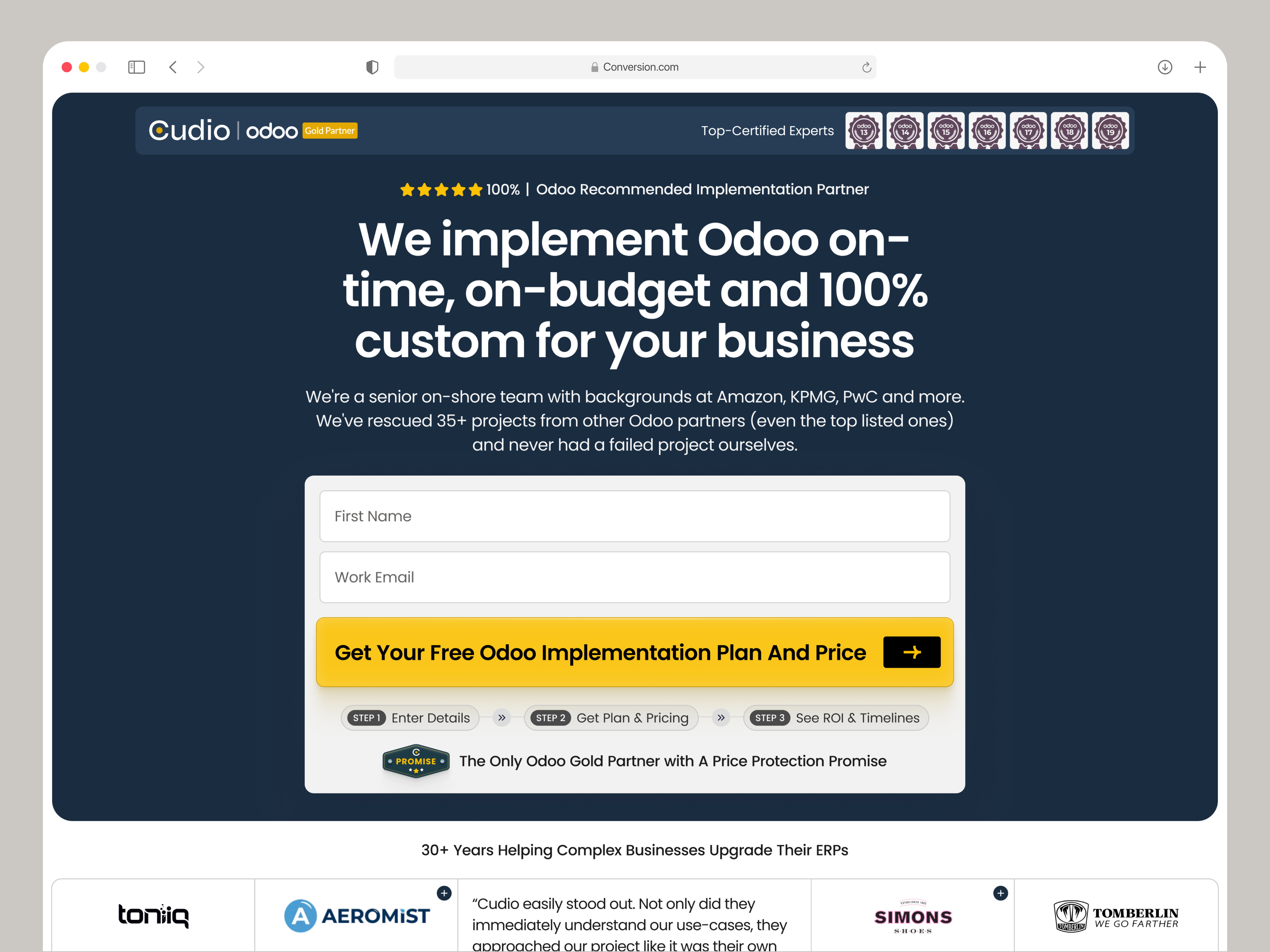 Example of Cudio — Hero Section/CRO-Focused Design