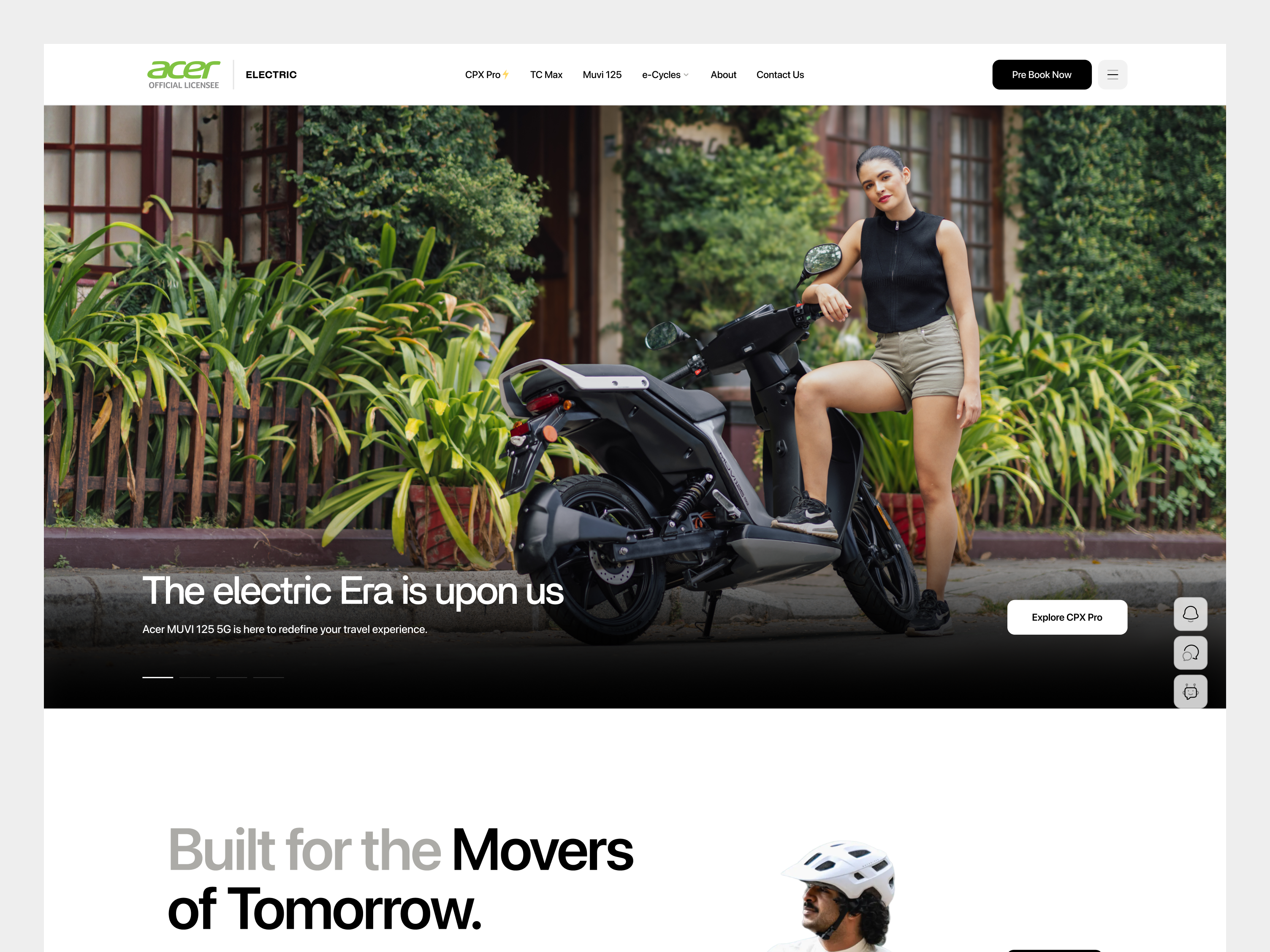 Acer Electric Website Concept bike concept electric electric bike electric vehicle ev business ev landing page ev market landing page sustainability ui design uiux ux vehicle webdesign website website ui