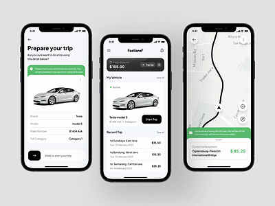 [Animation] Fastlane - Toll Payment 💳 animation apps car clean highway interaction ios maps mobile mobile apps motion payment route toll toll apps toll payment tolling ui vehicle wallet