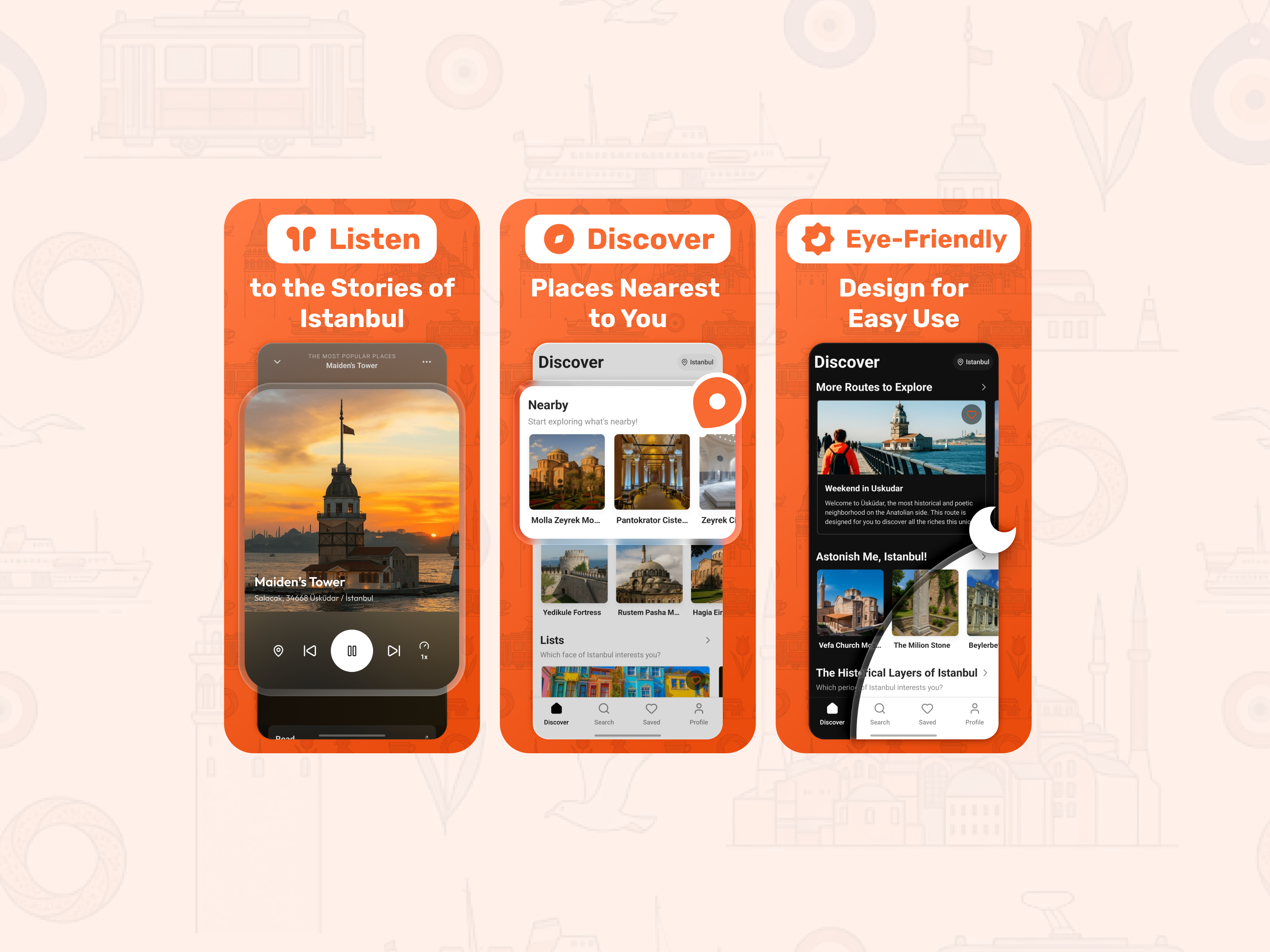 Voistep - App Store Screenshots app design app market app preview app store app store screenshots appstore audio guide discover istanbul play store podcast screenshot design tour travel turkey