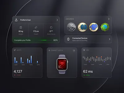 Widget UI apple health awards blur ui branding connect ui dashboard erp figma gadgets health app health ui hrv iwatch liquid glass medical mobile app sleep mode ui ui animation ux