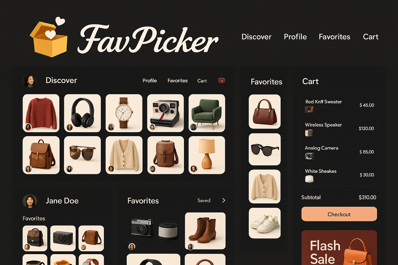 favpicker branding ecommerce graphic design portfolio shopping ui ux web design