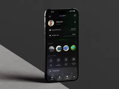 Health App Profile UI awards dark ui dashboard dashboard mobile app figma ui glass morphism graphs health app liquid glass tab minimalist ui mobile app mockup mobile app profile ui mobile app ui mobile ui ux profile ui tab ui ui ui kit ui ux widget ui