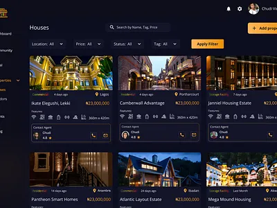 House Listing darkmode dashboard design figma gradient home house real estate ui uiux ux web webapp