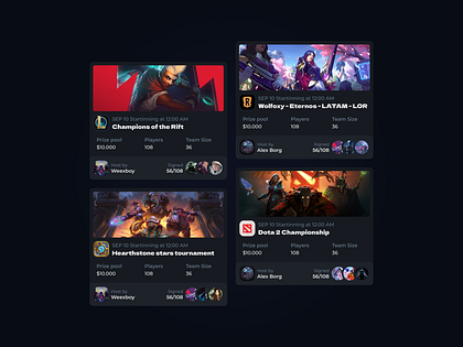 Playgrid — Esports Tournament Card UI Component Design