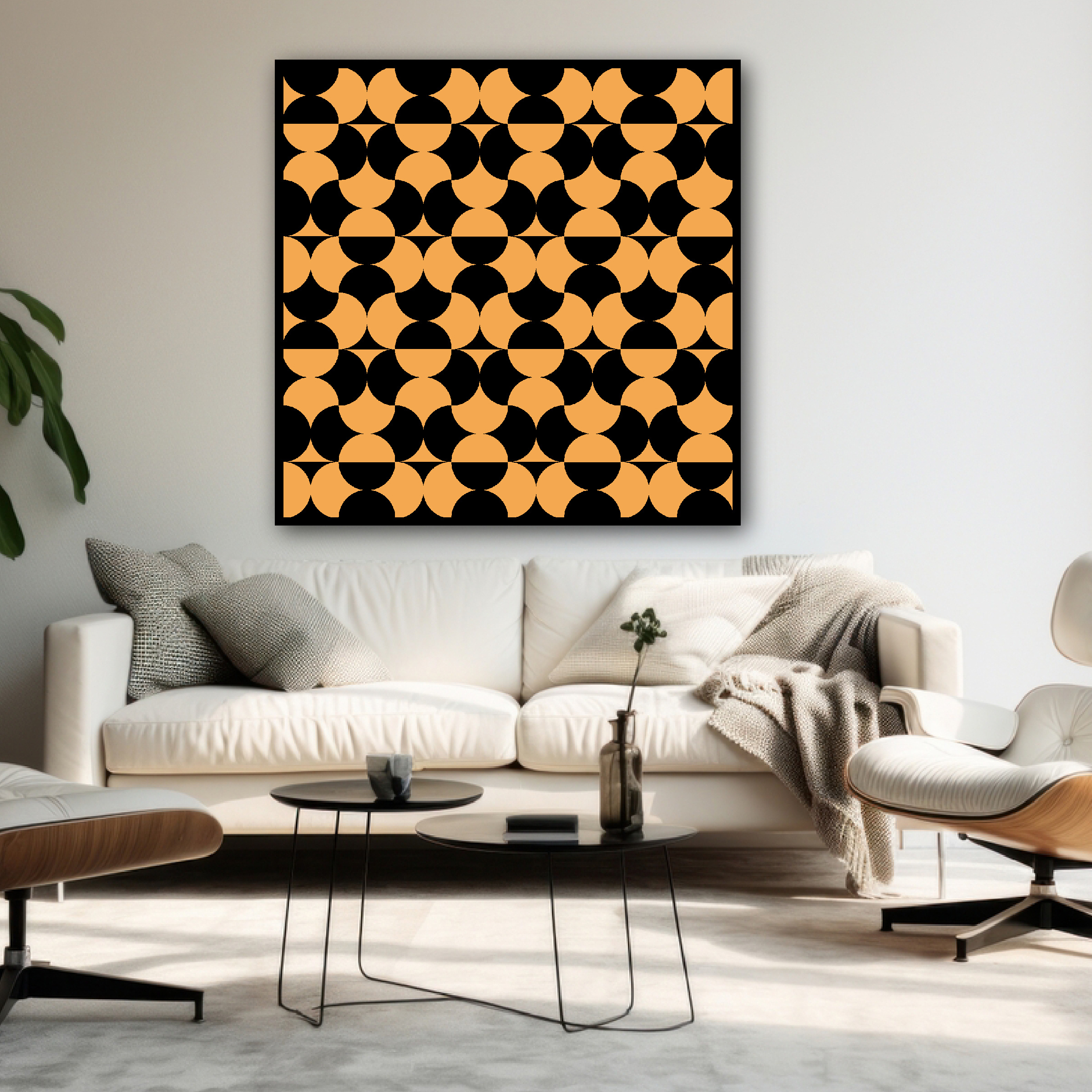 Doc Labs - Geometric Art - Circles - Orange/Black abstract art art gallery circles circular contemporary art design digital art geometric geometric art geometric background geometric pattern illustration minimalist art vector design wall art