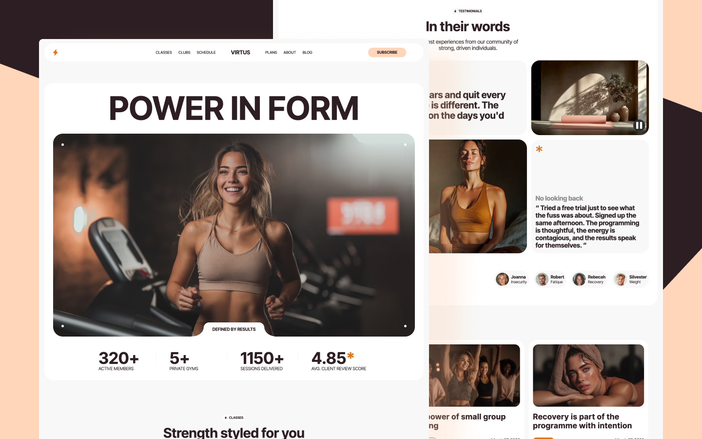 Private fitness gym website design