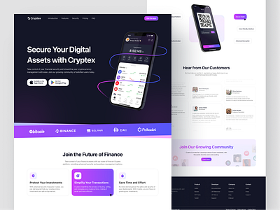 Cryptex - Crypto Finance Landing page bitcoin crypto crypto transfer cryptocurrency design finance finance website financial fintech investment landing landing page money ui uidesign ux web web design website