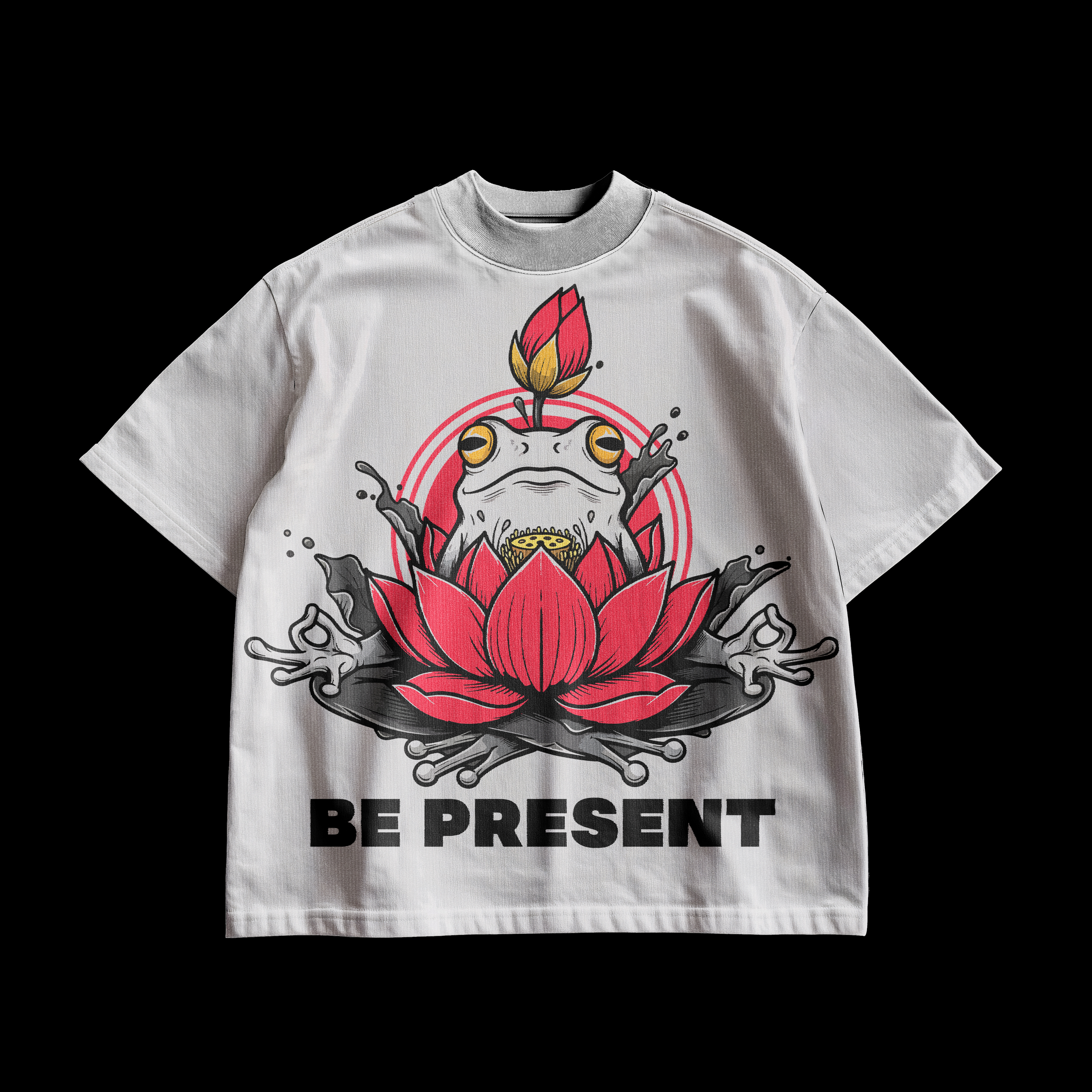 Be Present – Mindfulness Character Illustration for Streetwear animalillustration apparelgraphics bolddesign branding characterdesign customdesign dribbble freelanceillustrator frogart graphicdesign illustration illustrator merchdesign mindfulness minimaldesign stickerdesign streetwear streetweardesign tshirtdesign vectorart