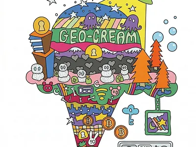 Urban Ecology Ice Cream Cone cartoon colorful crypto cute ecology flat illustration graphic design ice cream icons illustration nostalgia pop art psychedelic retro science fiction surrealism symbols trippy vector whimsical