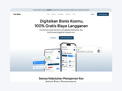 Landing Page Kos Wise landingpage propertymanagement saas uiux