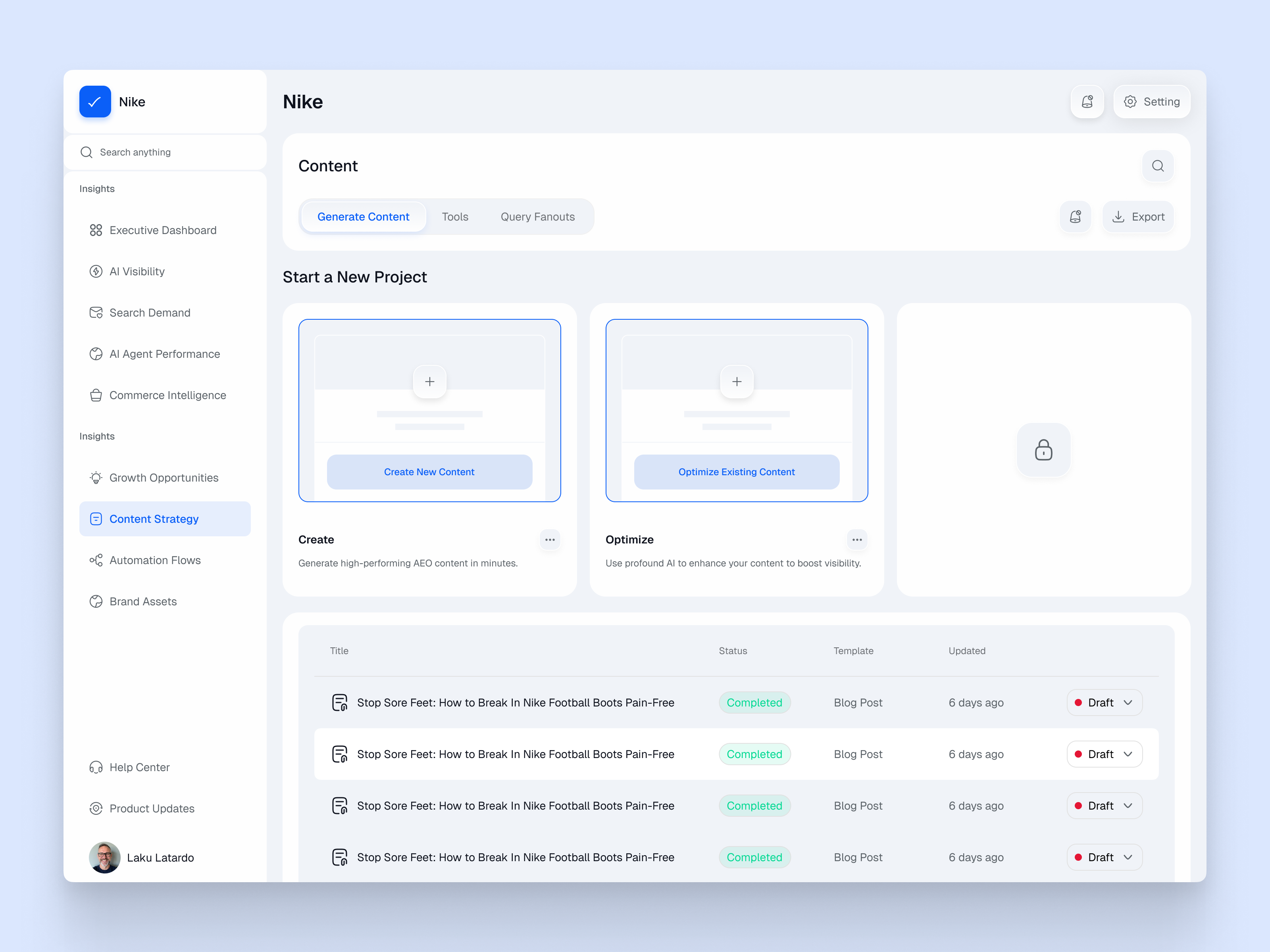AI Content Strategy Dashboard UI/UX Design | SaaS Admin Panel admin panel ui ai ai content ai dashboard app design contentstrategy dashboard figma minimal ui modern design product design saas saas dashboard shasanko creations startup design ui design uiux uxdesign web design webapp