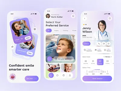 Dental Care Mobile App UI | Smart & Modern Healthcare Experience 3d animation branding design graphic design illustration logo motion graphics ui vector