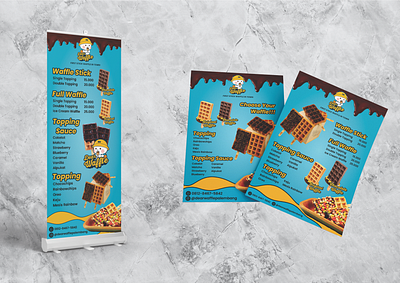 X Banner and Menu Design Dear Waffle chocolate menu food design graphic design menu design waffle design x banner design