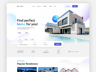 Real Estate website header UI business buying design hero hero section landing page minimal property real estate selling ui uiux ux website design