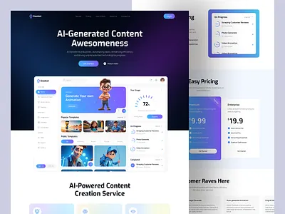 Geobot - AI Landing Page ai animation artificial intelligence assistant b2b clean landing page minimalist modern productivity saas simple startup tech technology ui ux web design website