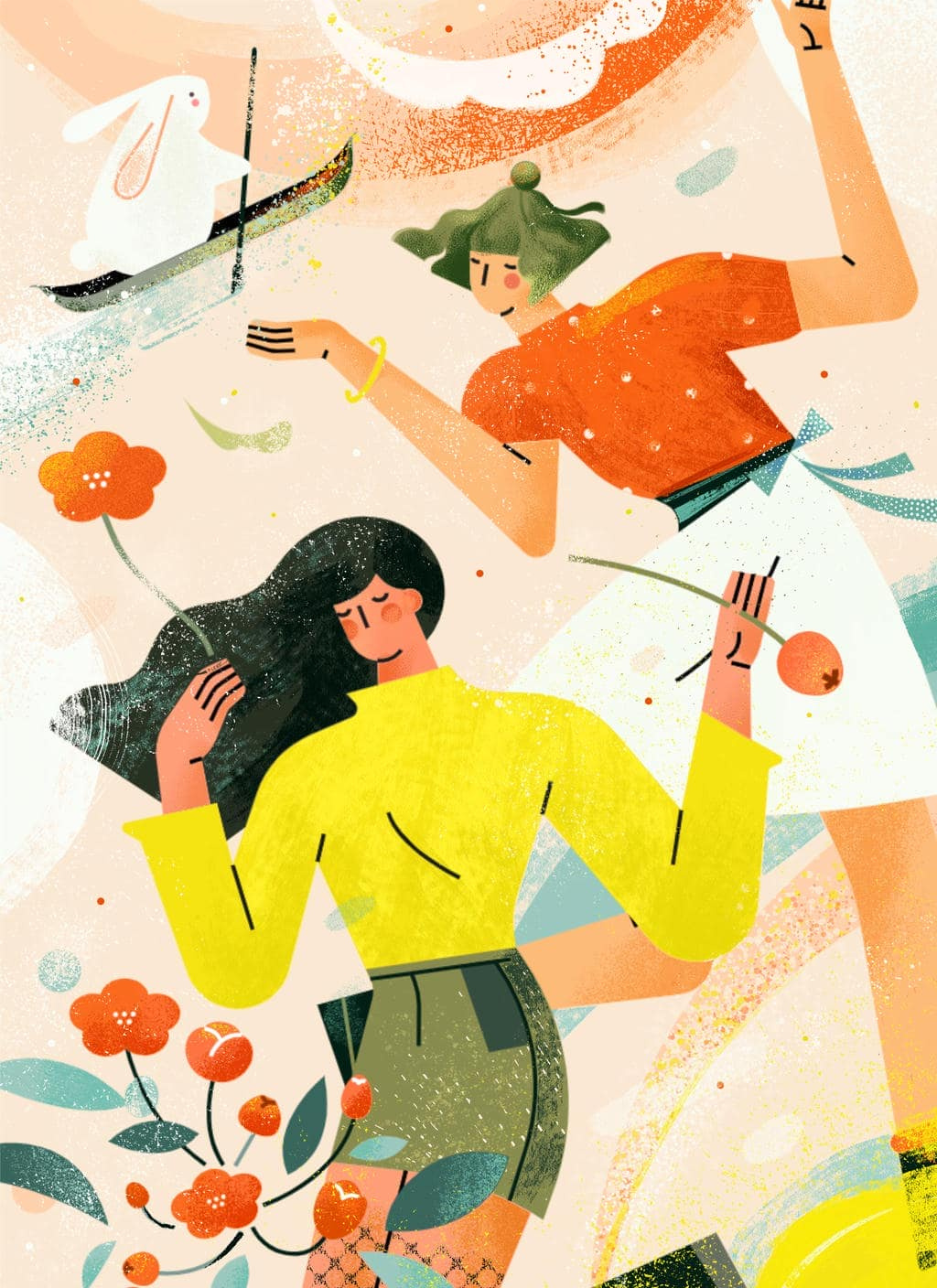 小园素 Xiaoyuan Su・Modern Scene — 花漾趣玩② brand illustration branding character design color theory daily life editorial flat design illustration modern packaging scene texture vector visual identity xiaoyuansu