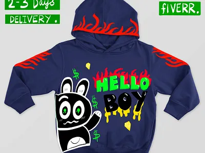 Hello Boy ( Available on fiverr or direct DM me) artist cartoon design dribble fiverr fun design graphic design hoodie design hype design merch design merchandise seller streetwear streetwear hoodie tshirt