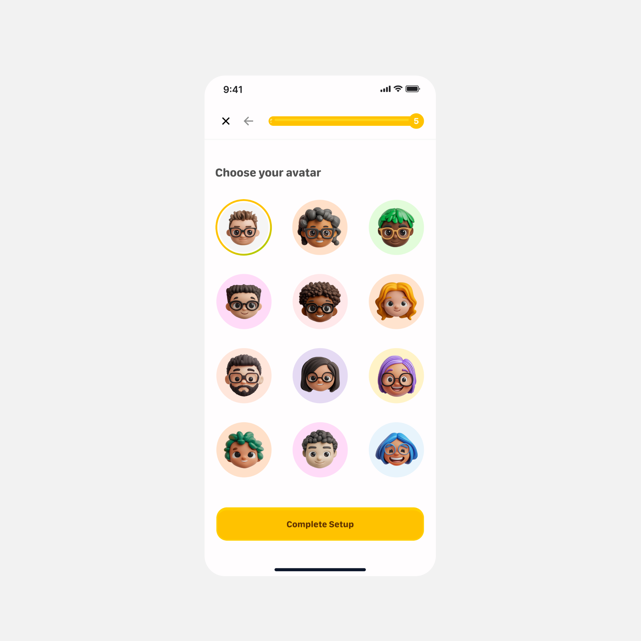 choose avatar animation elearning figma gamification interaction mobile design ui